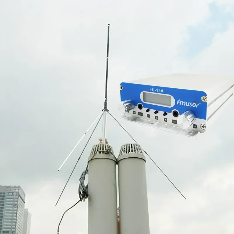 FMUSER FU-15A FM Broadcast Transmitter +GP100 Antenna For Church, Car Drive-in Sunday Service