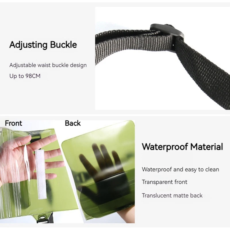 Upgrade Waterproof Swimming Bag Transparent Window Underwater Phone Bag Drift Diving Beach Swimming Waist Pouch Shoulder Bag