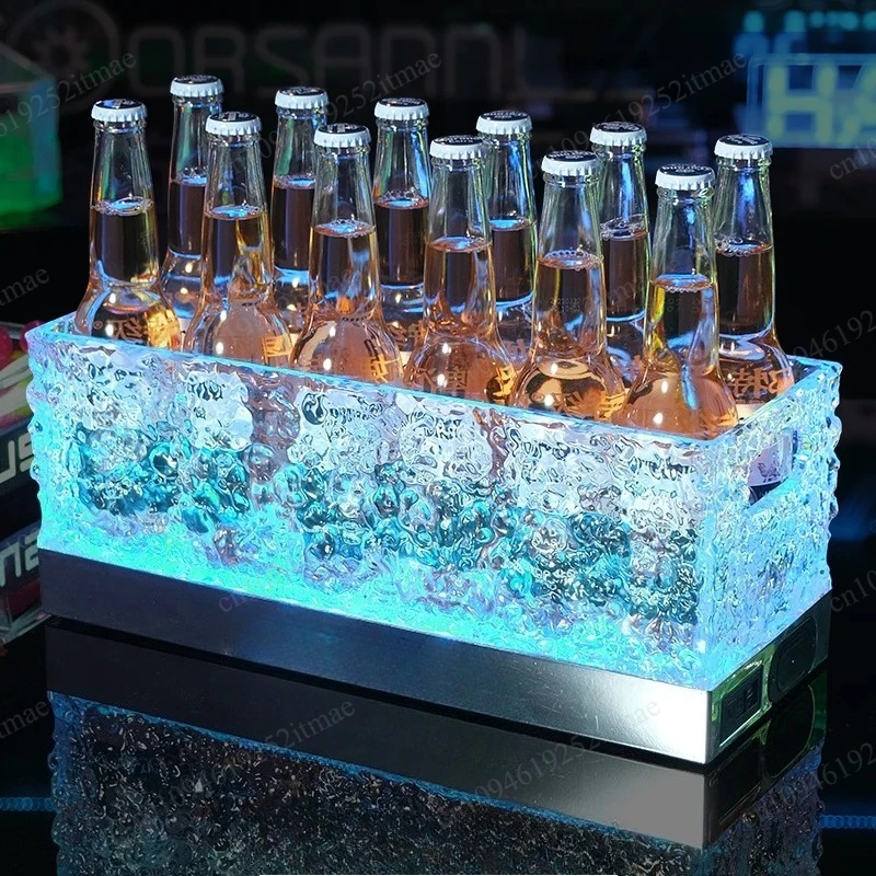 Party Light Up Plastic Ice Bucket For Champagne Vodka Storage