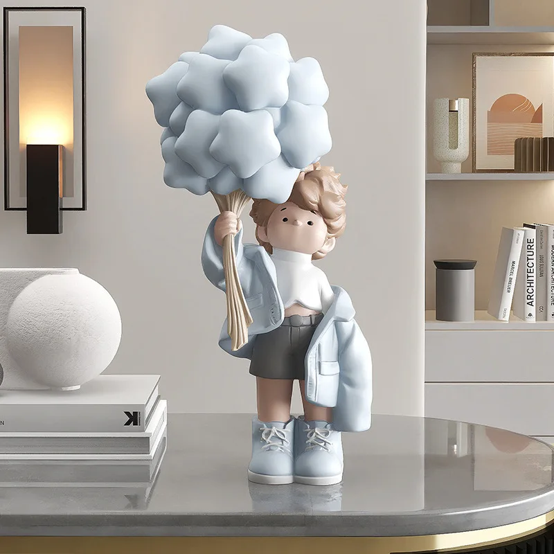 

38cm Resin Heal Boy Tabletop Living Room TV Cabinet Wine Cabinet Entryway Home Decor