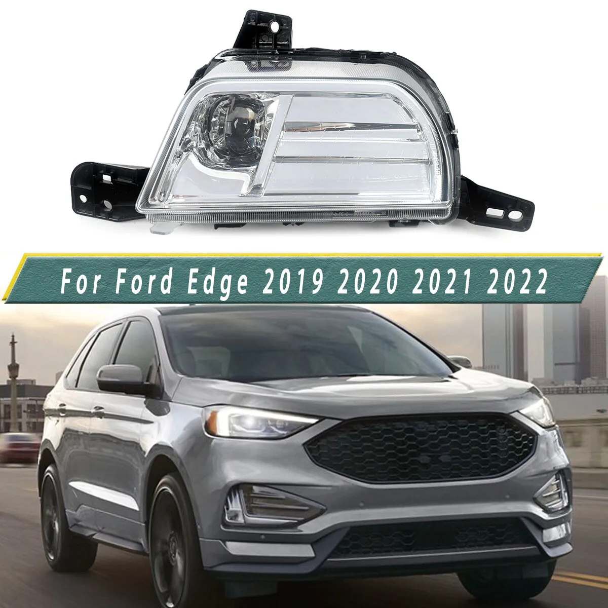 Right Fog Light For Ford Edge ST SEL Sport 4-Door LED 2019 2020 2021 2022 Front Bumper Fog Light DRL Lamp Right Passenger Side