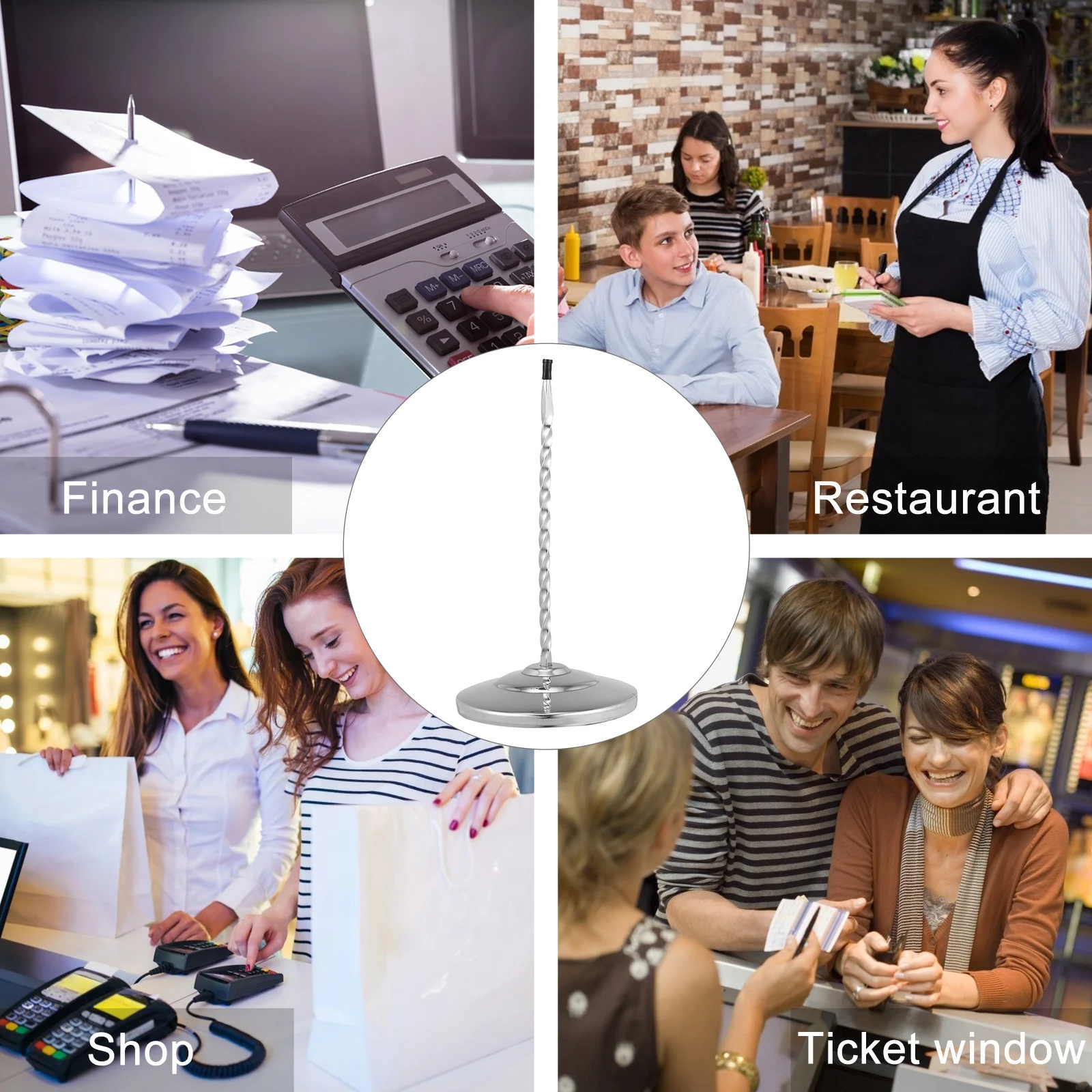 

1Pcs Spike Receipt Holder Thick Rod Sturdy Base Restaurant Menu Bill Holder Office Memo Check Organizer