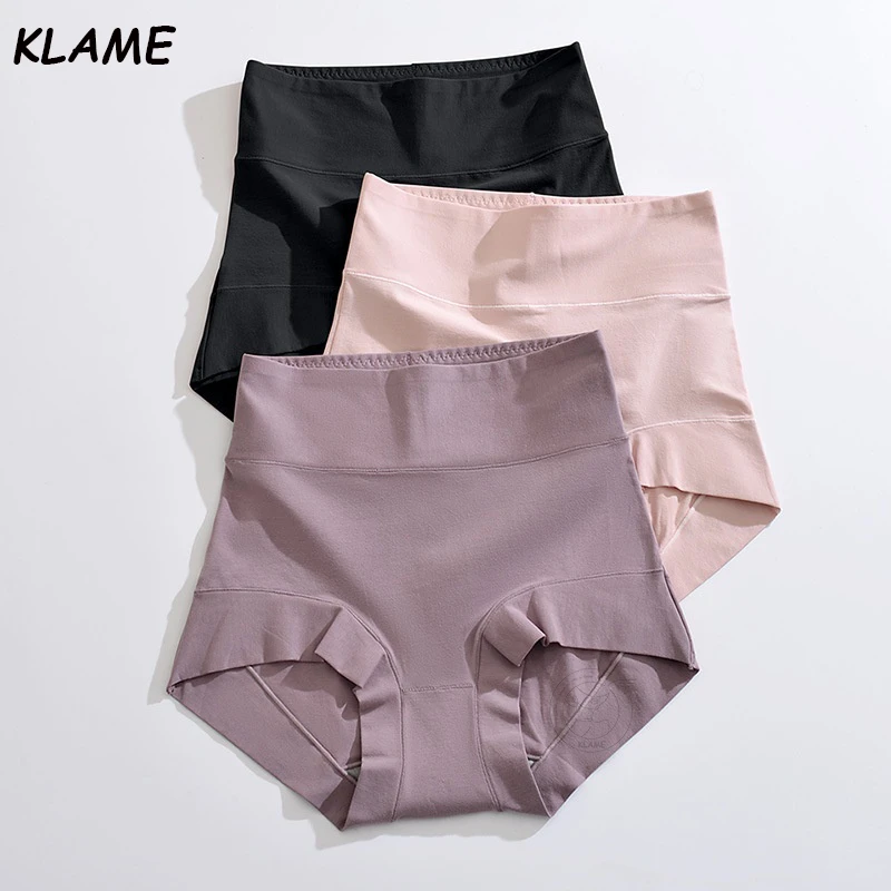 KLAME 60S Plus Size Panties Cotton High Waist Belly Hip Close-Fitting Breathable Antibacterial Crotch Briefs KLM474