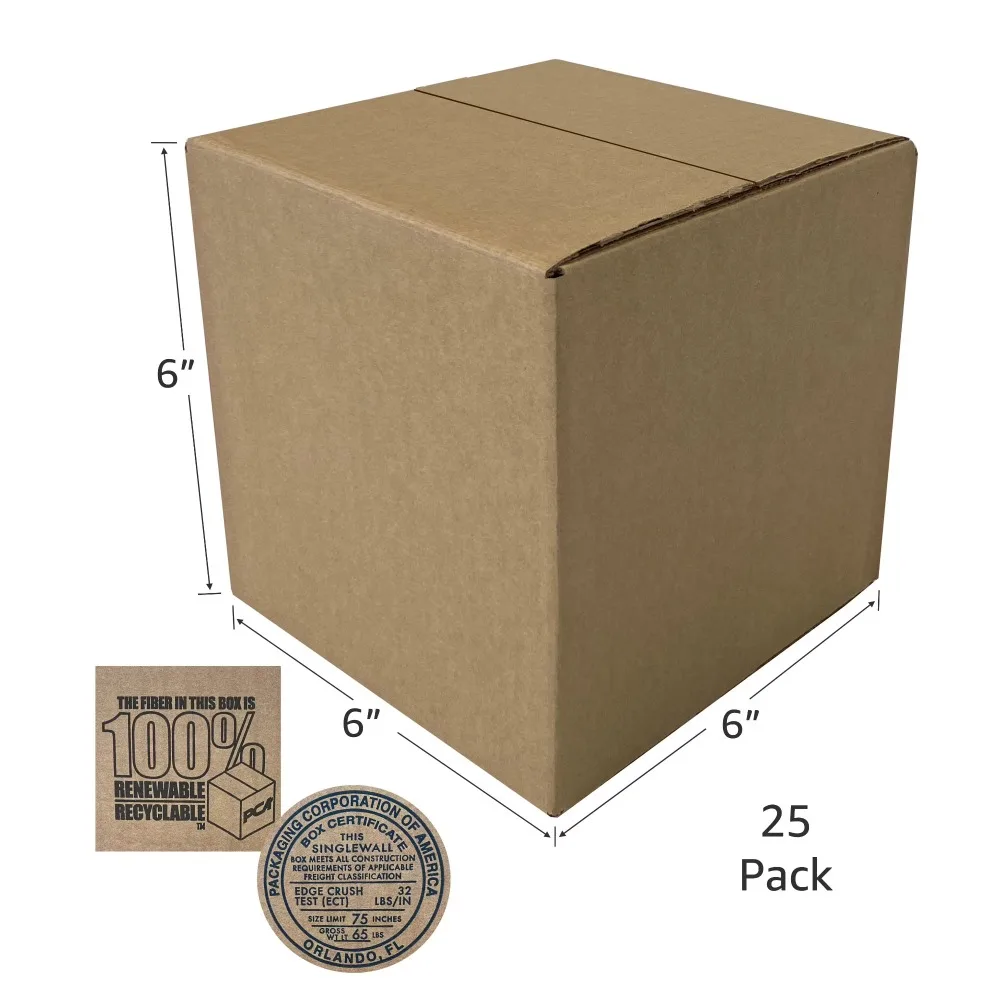 25 Pack 6x6x6 Inches Corrugated Cardboard Box Small Shipping Cube Boxes for Mailing Packing Moving Storage view 3