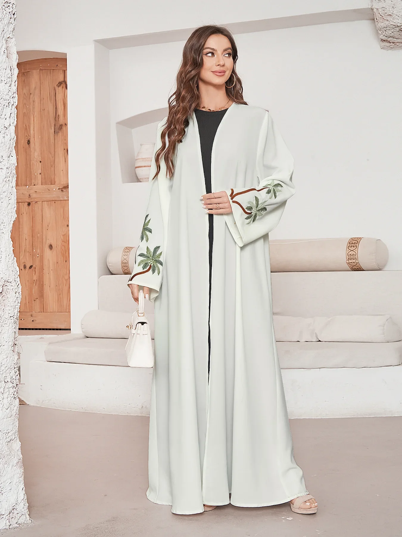 Embroidery Sleeve Muslim Abaya for Women Eid Dress Morocco Ramadan Abayas Kaftan Islam Cardigan Dubai Arab Long Robe Caftan 2024