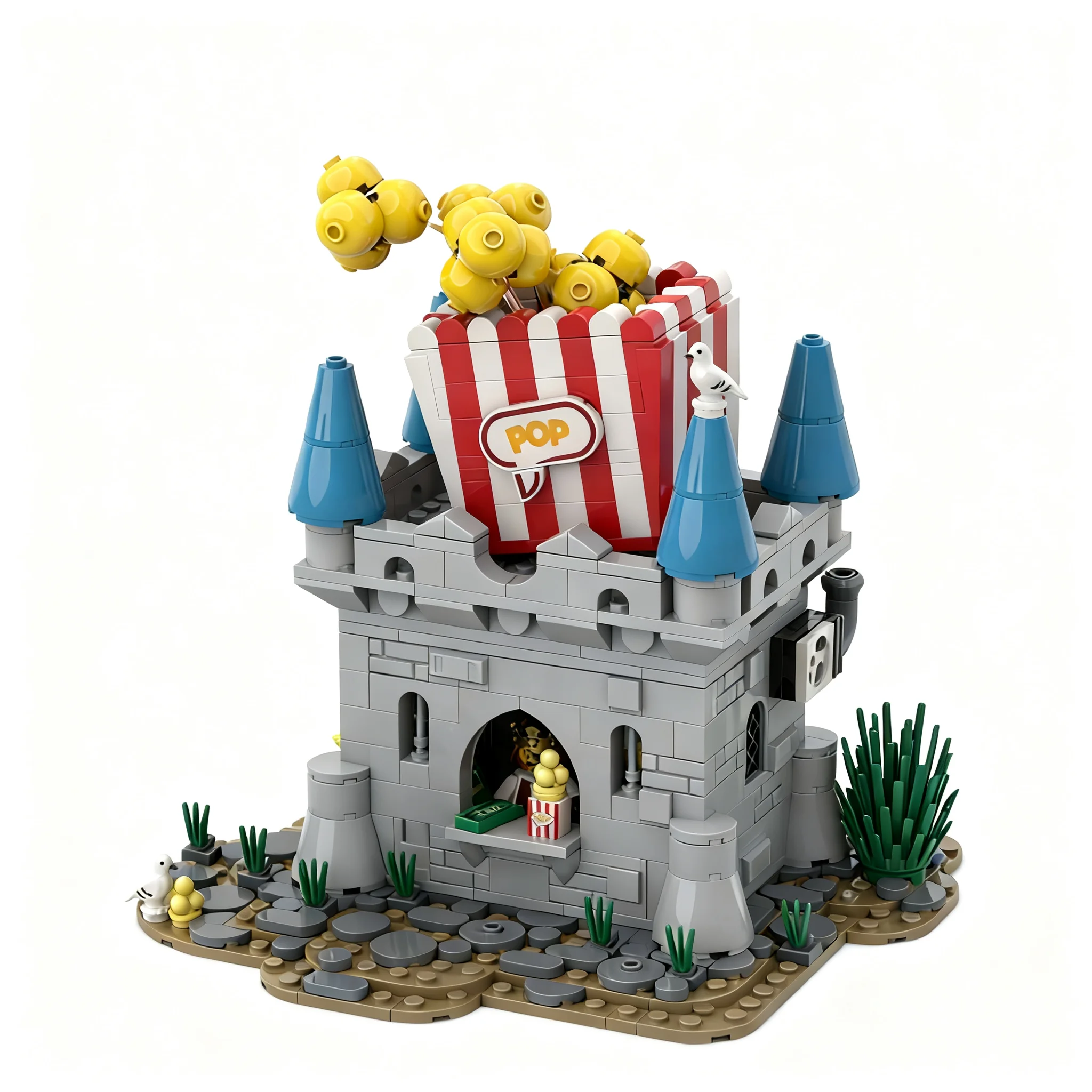 685pcs MOC Castle Popcorn Model Building Blocks Toy Brick Creative Education Collection Idea Birthday Assemble Craft Display