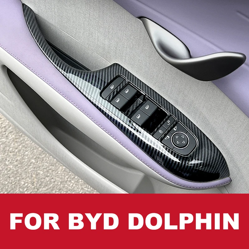 For Byd Dolphin 2022 2023 Car Window Control Panel Button Decor Sticker 4Pcs Door Switch Trim Frame Cover Car Interior Sticker