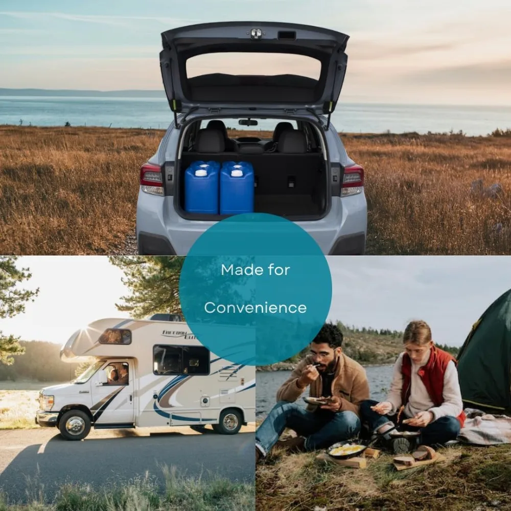 Contenedores de agua apilables de 5 galones con tapas y espiga, suministro de emergencia portátil para acampar y supervivencia