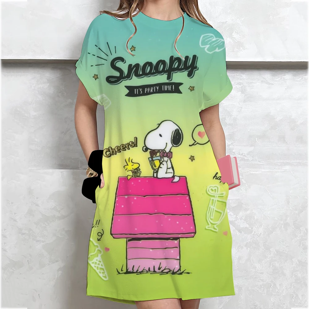 المرأة فضفاضة قصيرة الأكمام الصيف حجم كبير فستان سنوبي تي شيرت مطبوع نمط فساتين صغيرة الصيف فستان فضفاض غير رسمي Vestidos