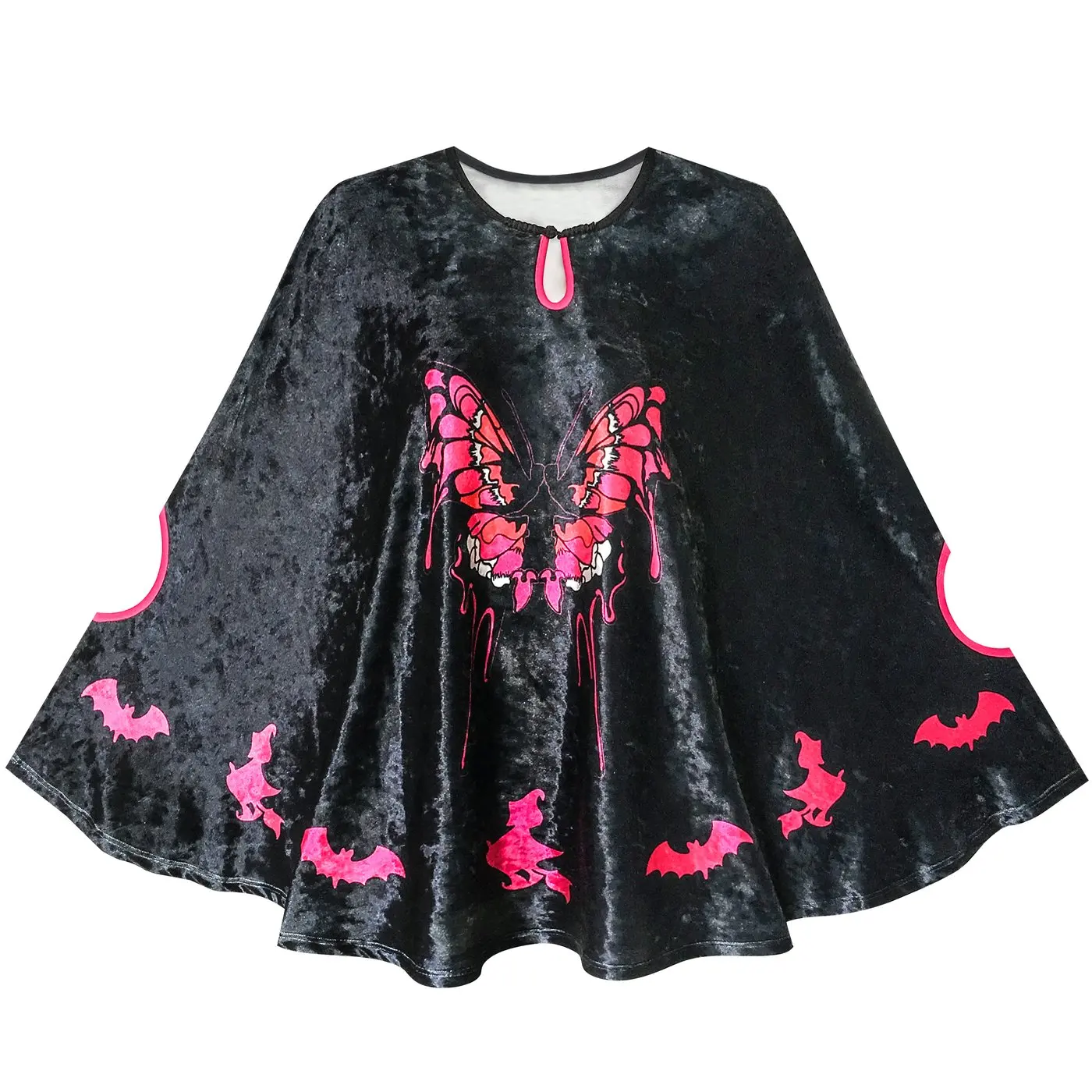 Halloween Witch Cape Velvet Cloak Butterfly Bat Costume Wizard