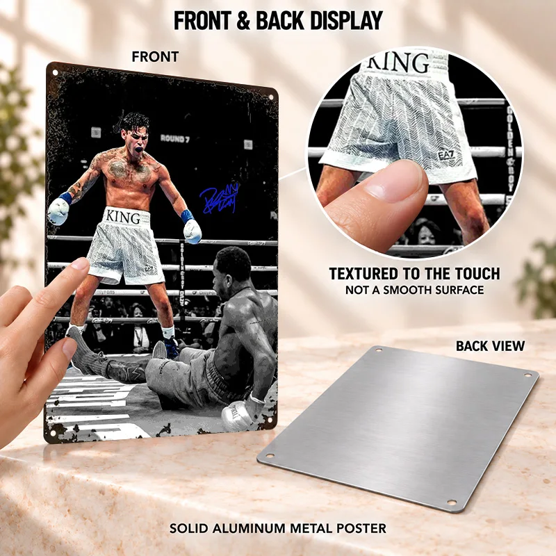 Ryan Garcia Textured Metal Posters Athletic Action Graphic Bedroom Wall Art Customized Aluminum Sign Thoughtful Collector Gift