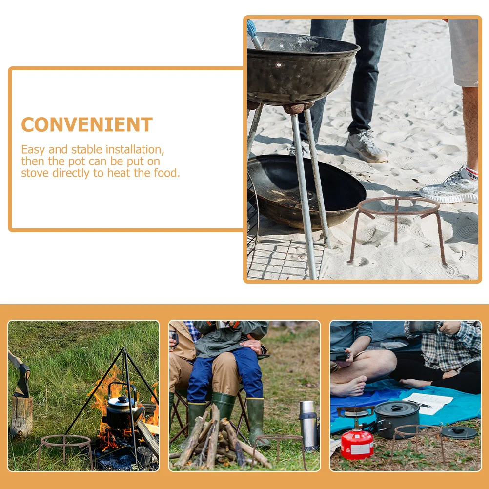 الثلاثي أرجل موقد حامل التخييم وعاء حديد حامل في الهواء الطلق الطبخ شواء أداة متعددة الوظائف ووك رف المحمولة عموم الدعم #4