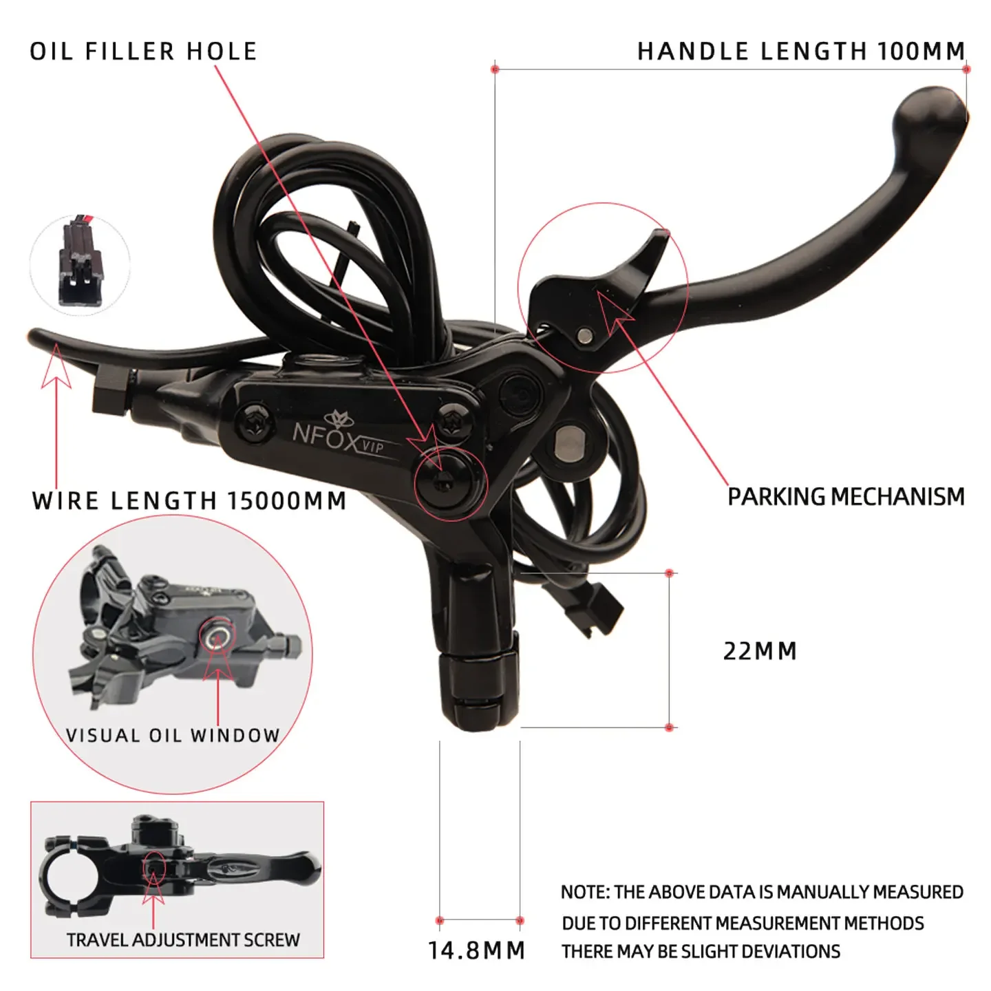 

NFOX tricycle electric scooter brake with parking handle 4-piston heat dissipation hydraulic caliper three-way one drag two