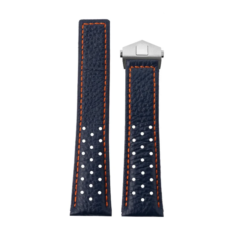 Cowhide lea/ther watch strap 22mm Hi-Q black blue orange gray silver black folding buckle watchband For Tag Heuer Carrera MONAGE