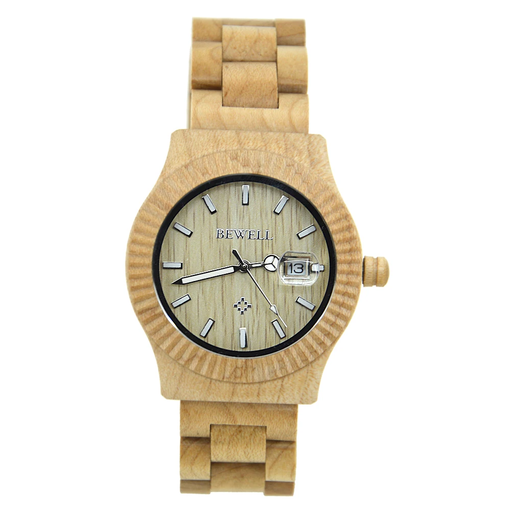 Couple Matching Wooden Quartz Wristwatch Handmade Lightweight Luminous Date Fold Clasp Casual Fashion Watch