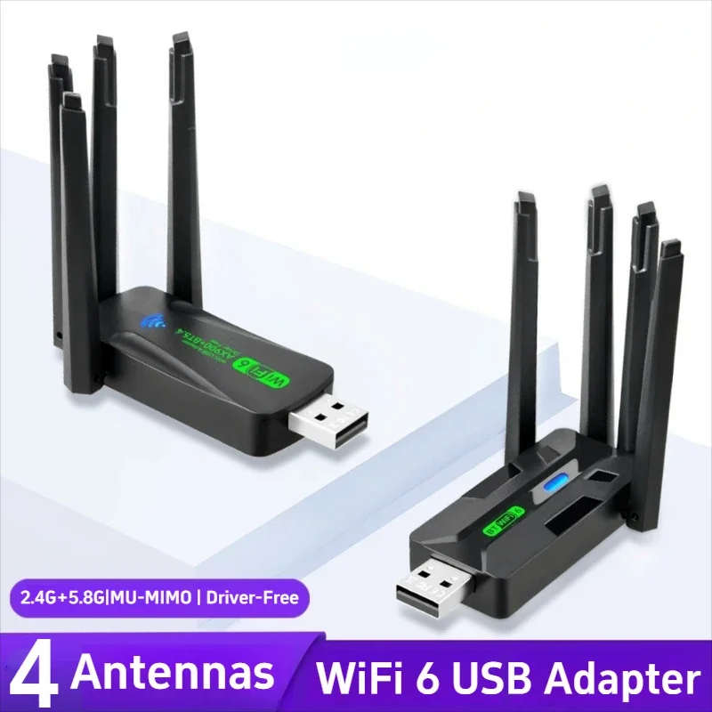 

Pop WiFi 6 USB Adapter 5G/2.4GHz USB2.0 Wi-fi Dongle Wireless 802.11ax Network Card High Gain 4 Antenna For Windows 10 11 900Mb