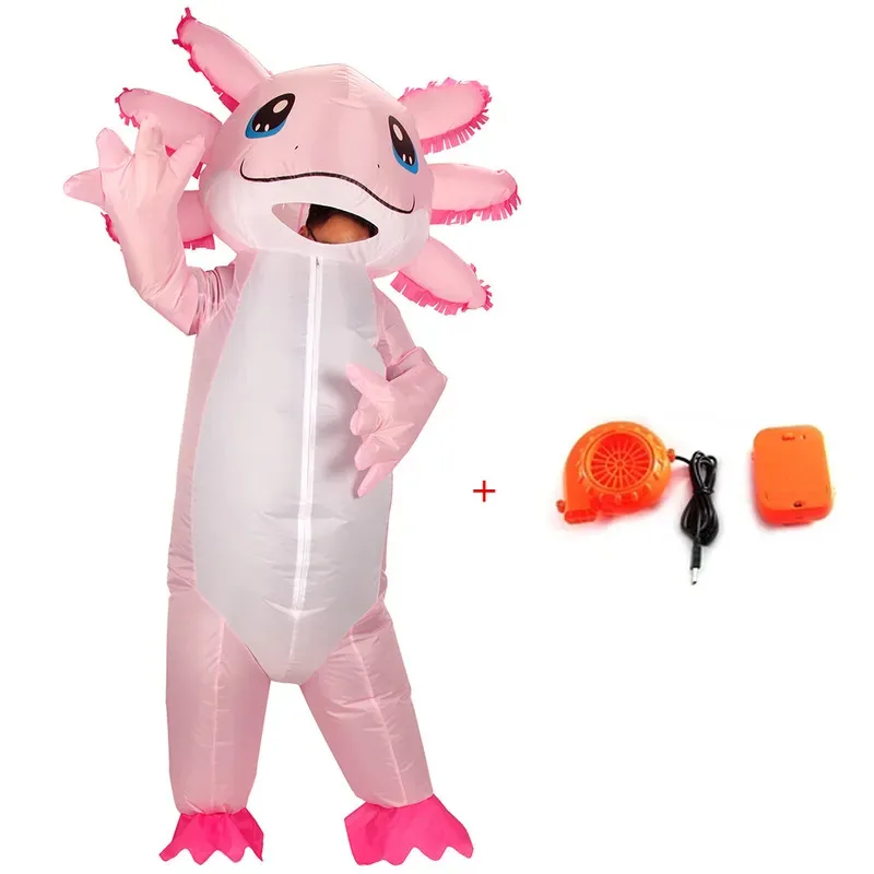 Inflatable Costume Adult Axolotl Costumes Halloween Blow Up Costume Pink Axolotl Costume for Women Men Animals Cosplay Party