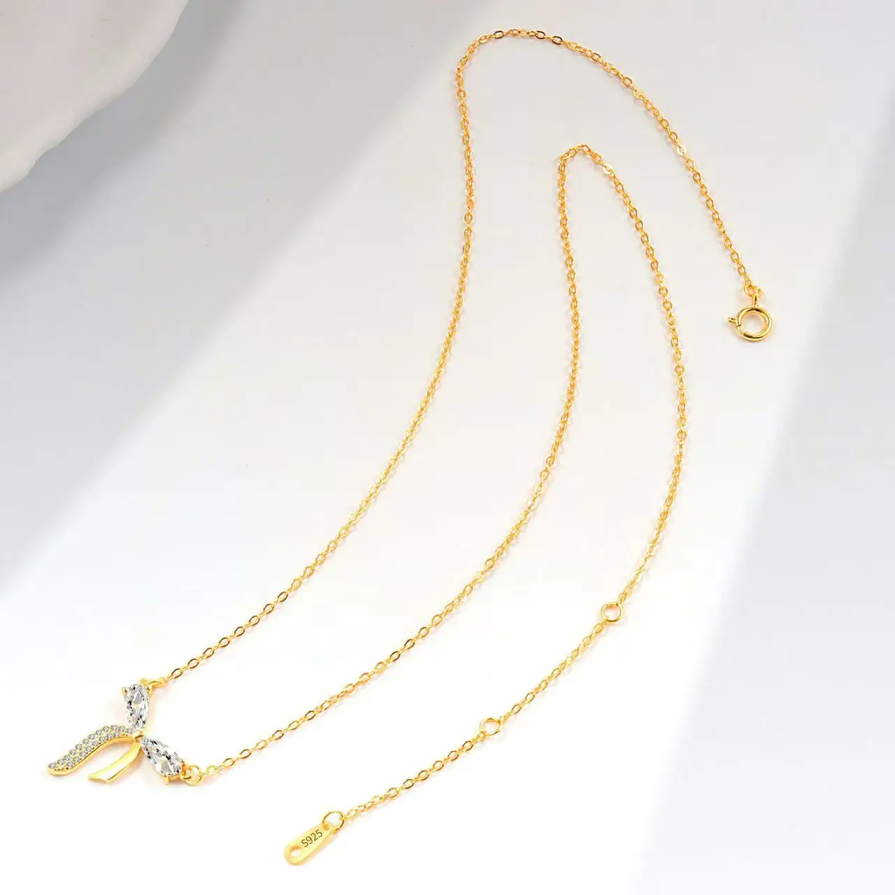 

Ожерелье из чистого серебра S925, колье с бантом из муассанита, модное и популярное для женщин, изысканный подарок на День святого Валентина