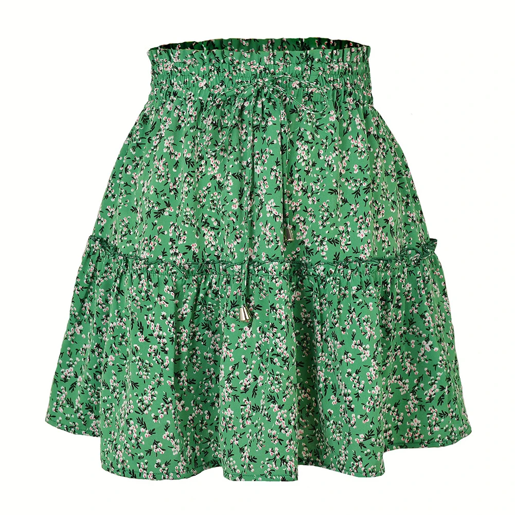 With Frills Women Skirt Autumn Casual Daily Female Flower Holiday Home Regular Slight Elasticity Comfy Fashion