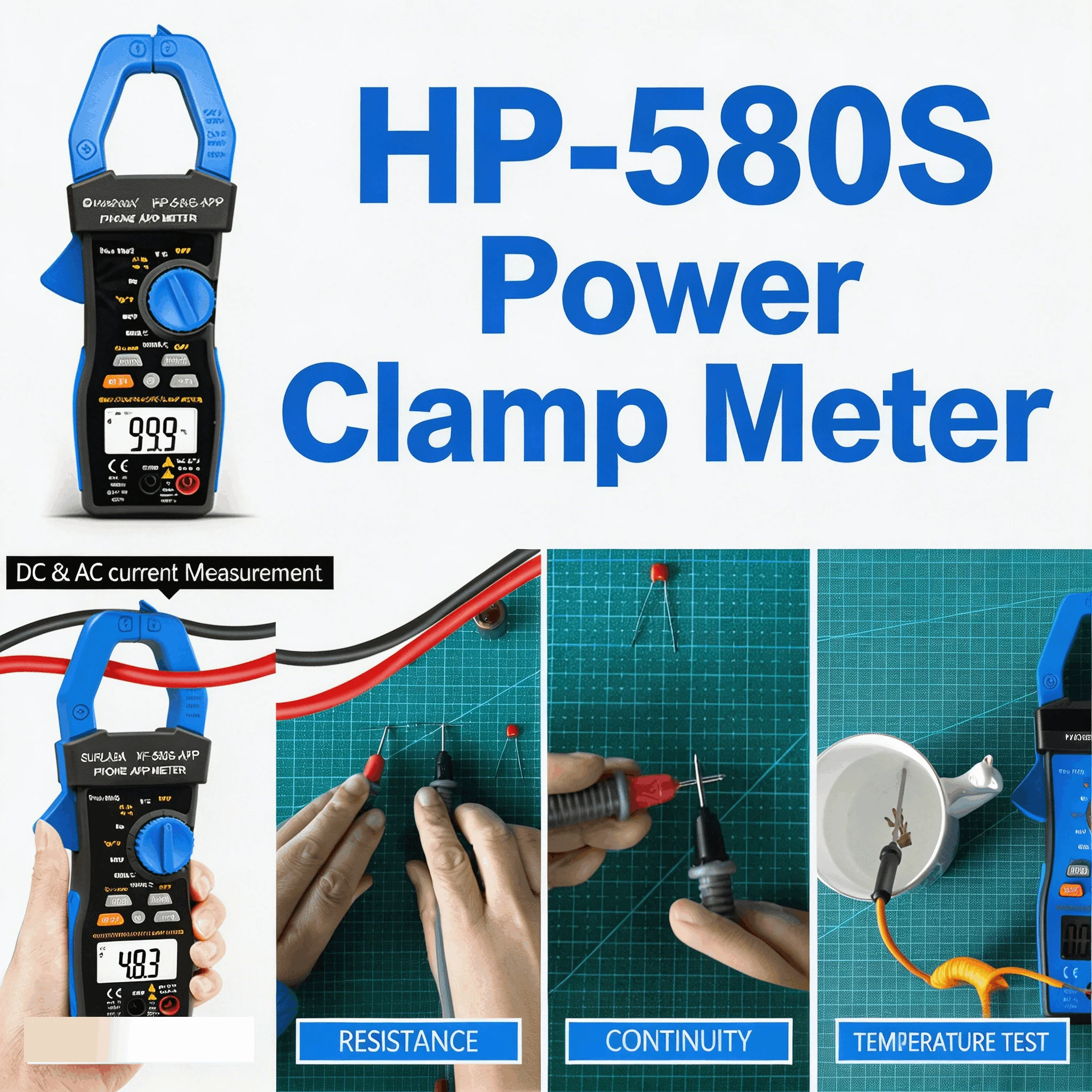 

580S 6000 Counts TRMS Clamp Meter, Auto Range AC/DC Voltage Current Tester with Bluetooth APP for Field Service & Auto Diag