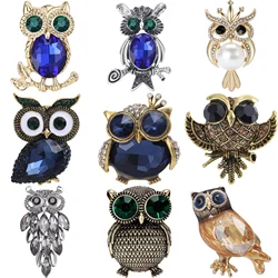 Rhinestone Owl Brooches for Women Unisex Glass Animal Bird Category Pins Office Party Friend Gifts Jewelry Accessories