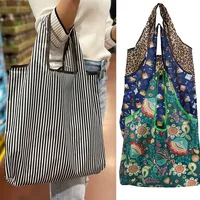 Bolso grande de nailon de gran tamaño para mujer, bolso de hombro portátil de poliéster reutilizable ecológico, bolsa plegable, bolso de compras plegable