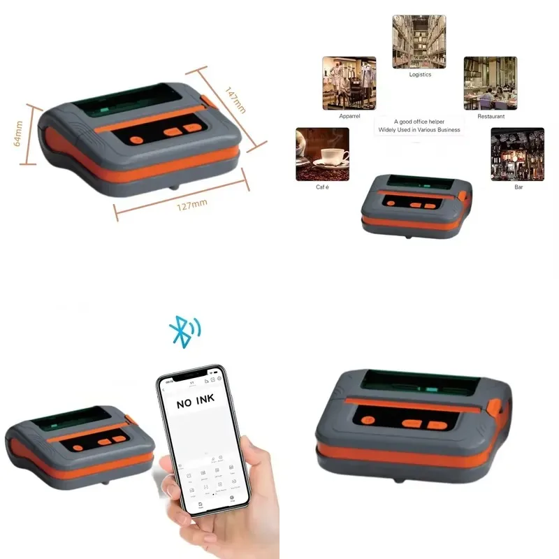 4 Inch 110mm Portable Mobile Label Receipt Printer Wireless Bluetooth WiFi USB Hot Thermal Printing Device