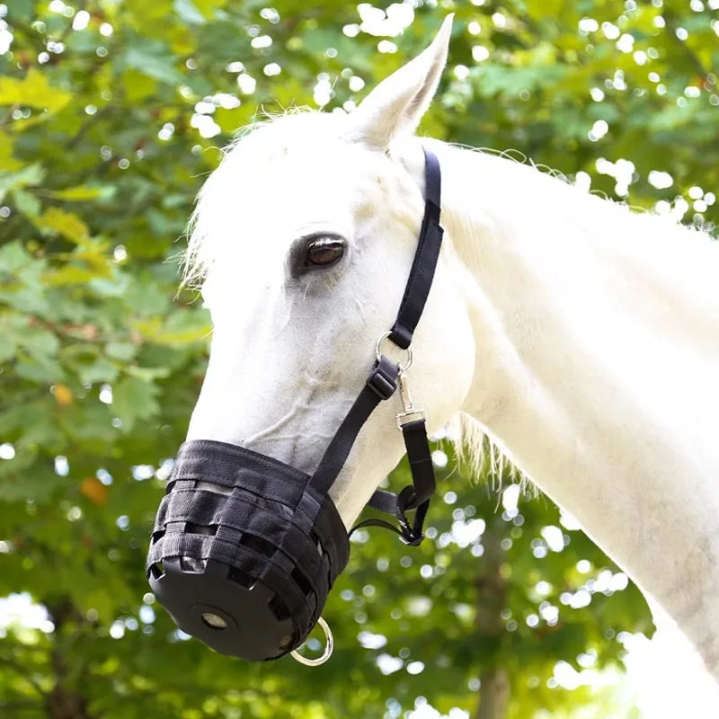 M / L Nylon Horse muzzle With Adjustable Horse Halter Collar Overeating Prevention Harness Horse Cribbing Stall Chewing