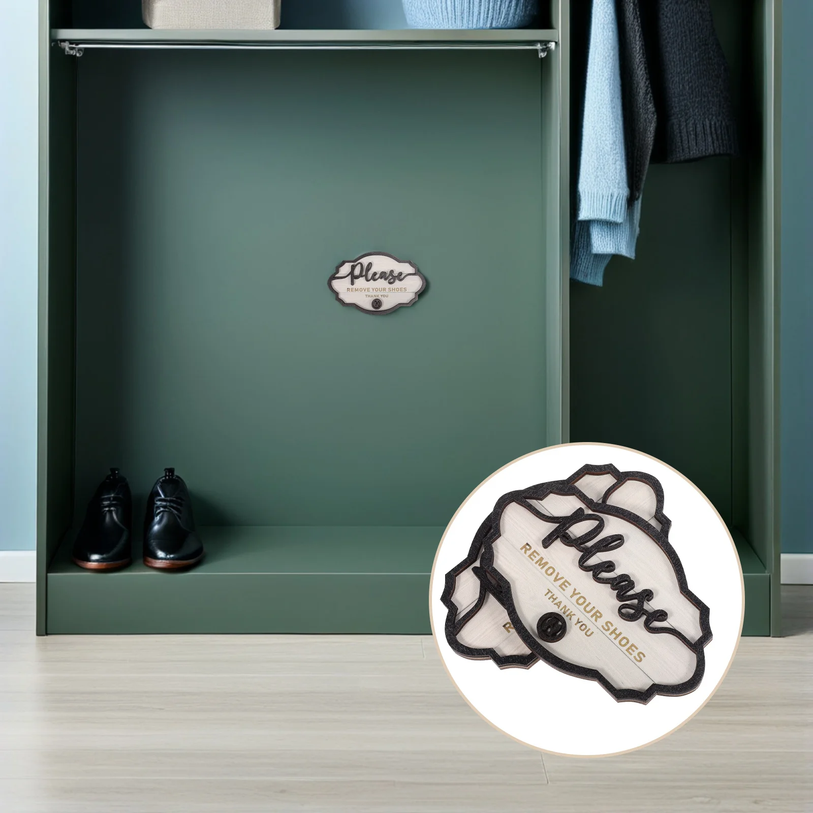 

2Pcs Shoes Off Sign Rustic Wooden Please Remove Your Shoes Plaque for Front Door Entryway Home Decor Wall Sign