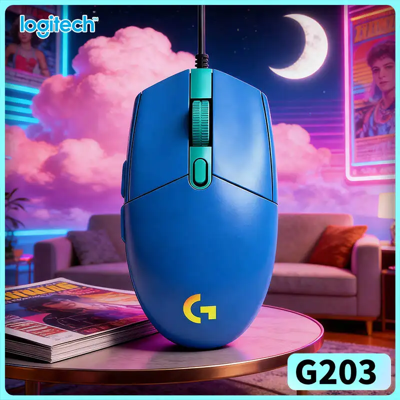 

Игровая мышь Logitech G203, 200-8000 DPI, регулируемая, LIGHTSYNC RGB, 6 кнопок, механическая регулировка натяжения, 85 г, для Windows, с высокой чувствительностью.