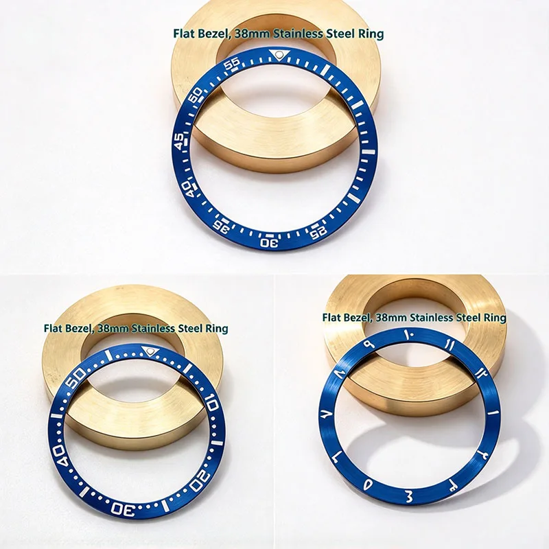 SKX007 Bezel Insert 38mm Stainless Steel Ring SKX Flat Bezel SRPD Men Watch Case Replace Parts, Size 38mm*31.5mm for SKX Series
