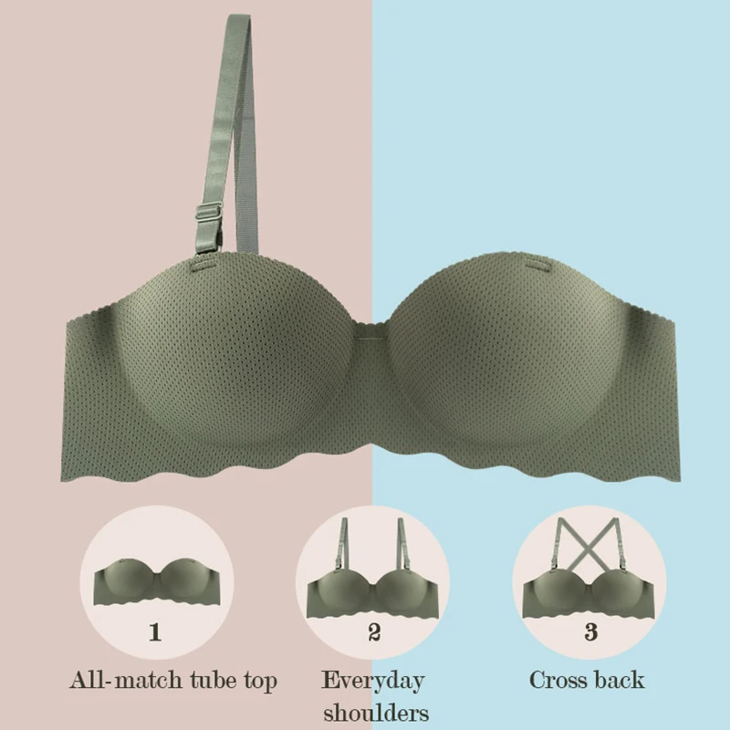 Bra Push Up Seksi untuk Wanita Bra Nirkabel Manis Pakaian Dalam Mulus Bersirkulasi 1/2 Cup Bra Wanita Kombinasi Bralette