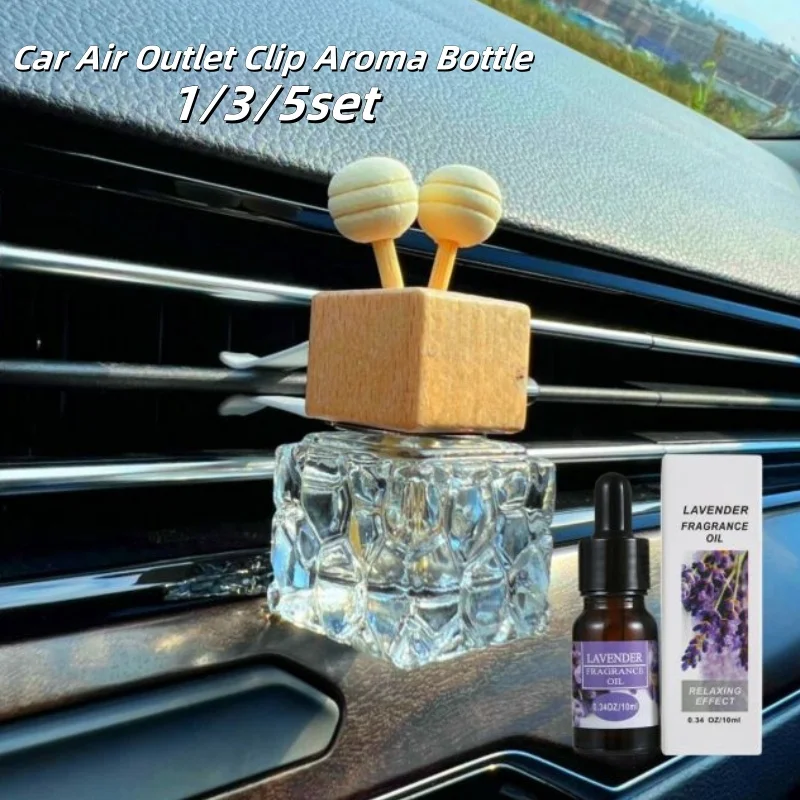 1/3/5Set Car Air Outlet Clip Aroma Bottle Essential Oil Set Lasting Fragrance Lavender Scent Indoor Hotel Aromatherapy Diffuser