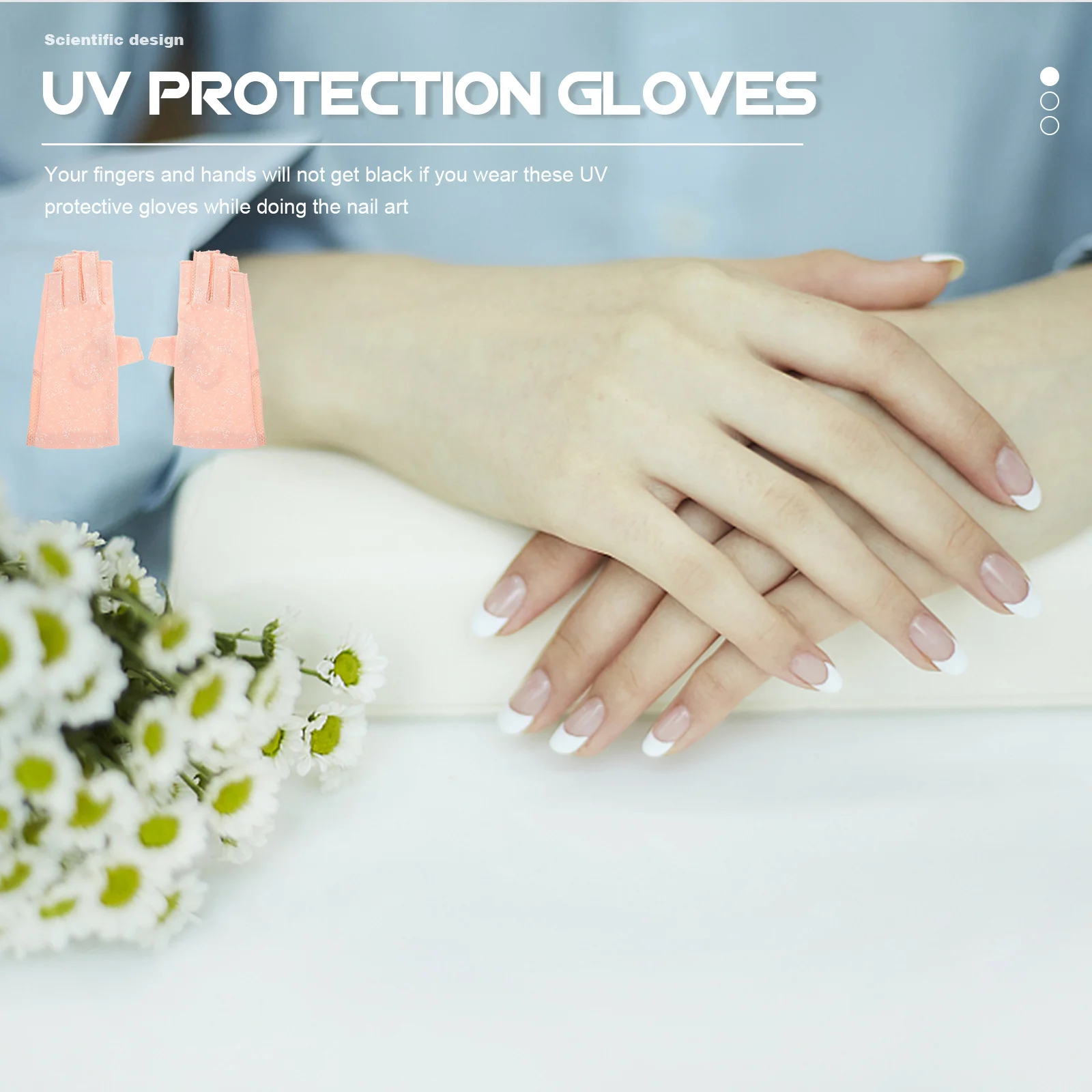 

1Pair Uv Protection Gloves Thin Stretchy Anti-Uv Manicure Fingerless Gloves Nail Art