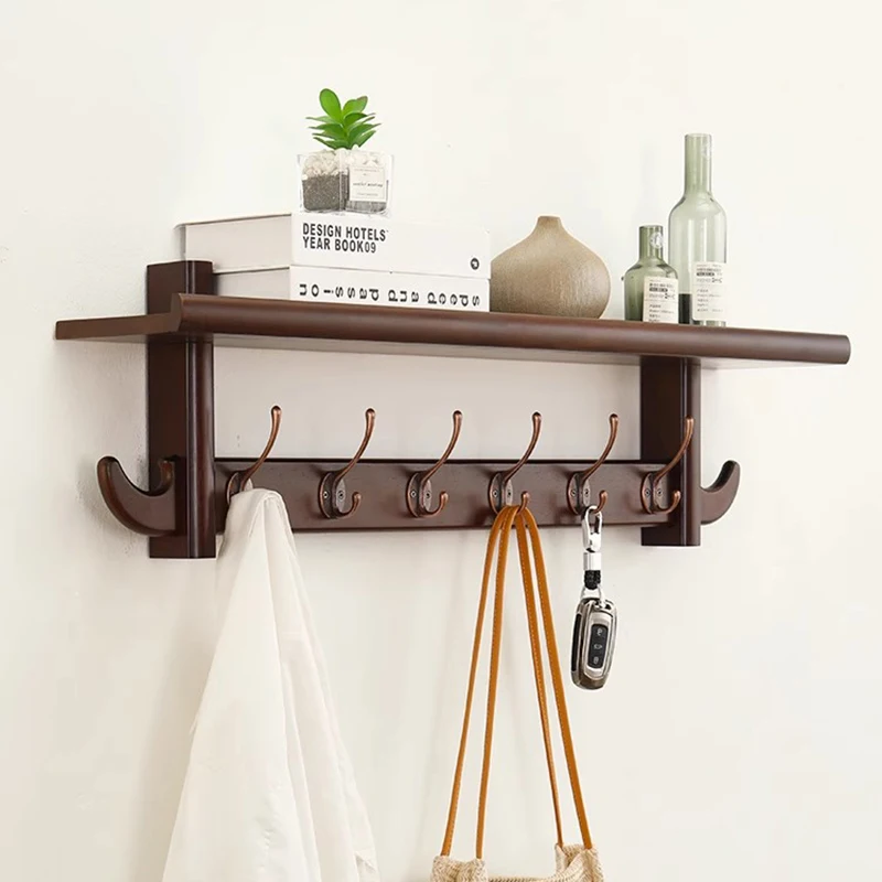 Solid Wood Coat Rack Entrance Hall Wall Coat Racks Living Room Bedroom Multifunctional Design Clothes Hanger Nordic Furniture