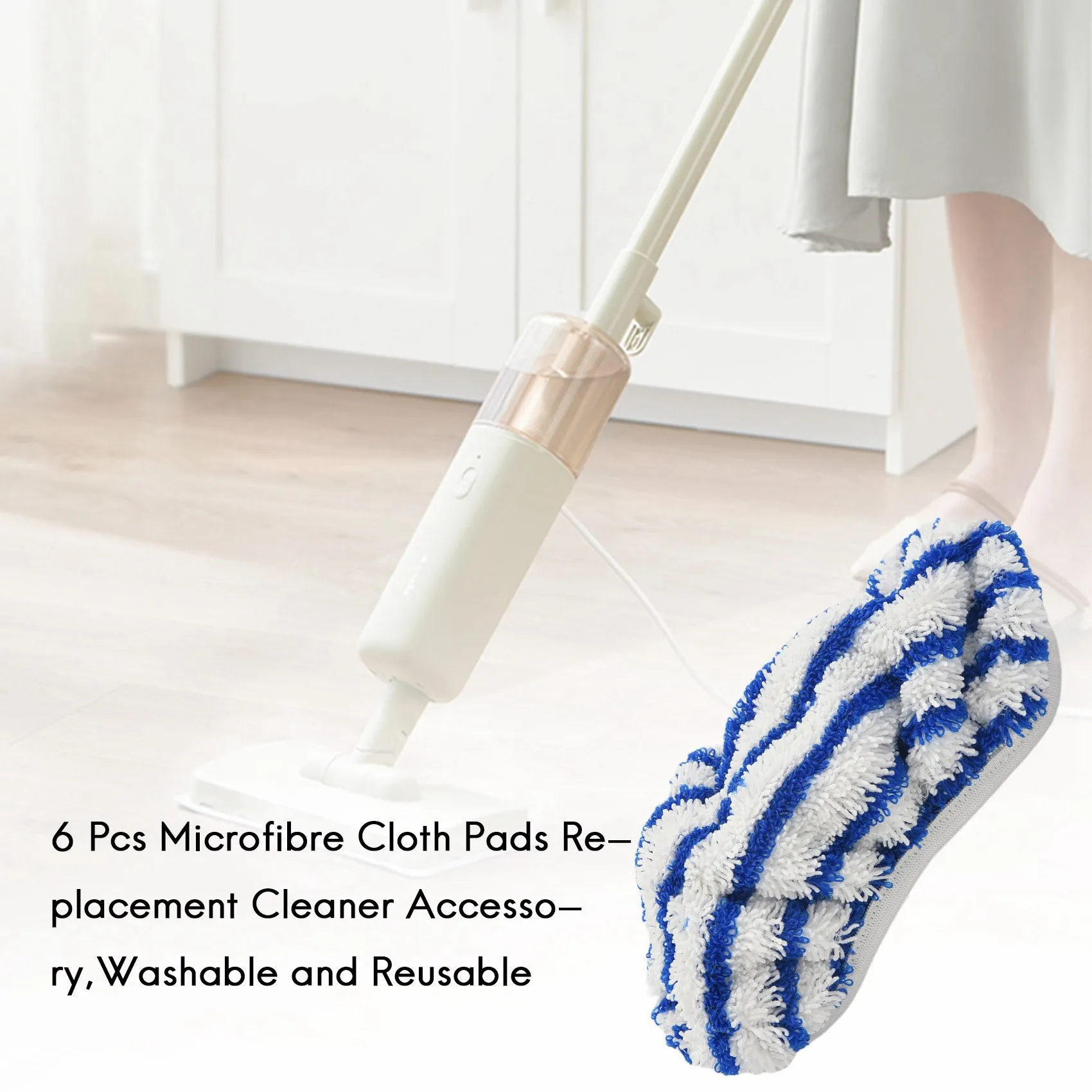 6 Pcs Microfibre Cloth Pads Replacement for Rowenta Clean&Steam ZR005801 Cleaner Accessory,Washable and Reusable image 2