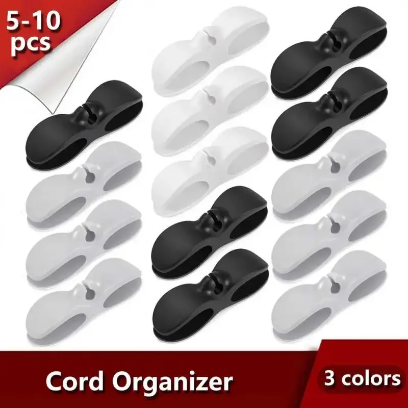 

10-5Pcs Power Cord Organizer Self-adhesive Electrical Appliances Wire Clamps Cable Holder Anti-tangles Cable Organizer Electric