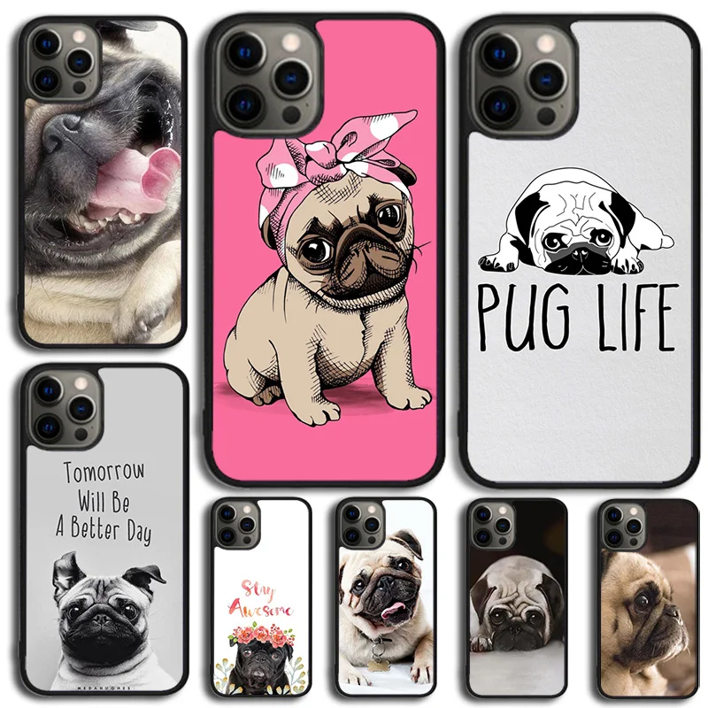 CUTE PUPPY PUG DOG MOPS Phone Case Cover For iPhone 15 14 SE 2020 XR XS 11 12 13 Mini Pro MAX 6 7 8 Plus