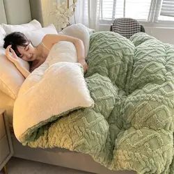 Solid Color Thick Winter Warm Blanket for Bed Artificial Lamb Cashmere Weighted Blankets Soft Comfortable Warmth Quilt Comforter