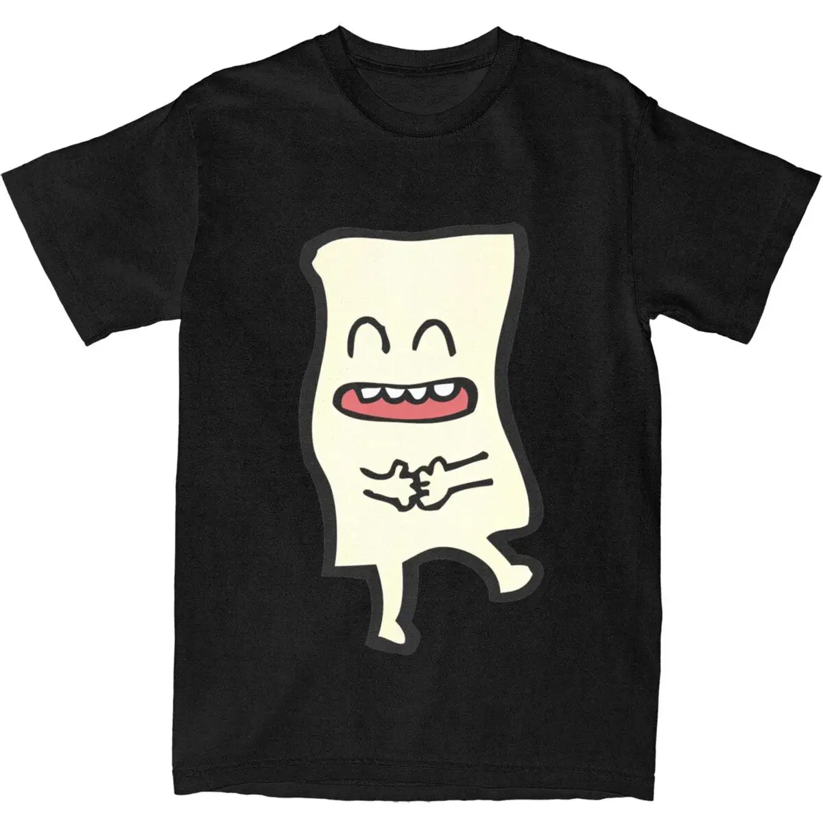 Cartoon Happy Paper Characters T-Shirt Men Funny Pure Cotton T Shirts Summer O Neck Fashion Tee Shirt Custom DIY Big Size Tops