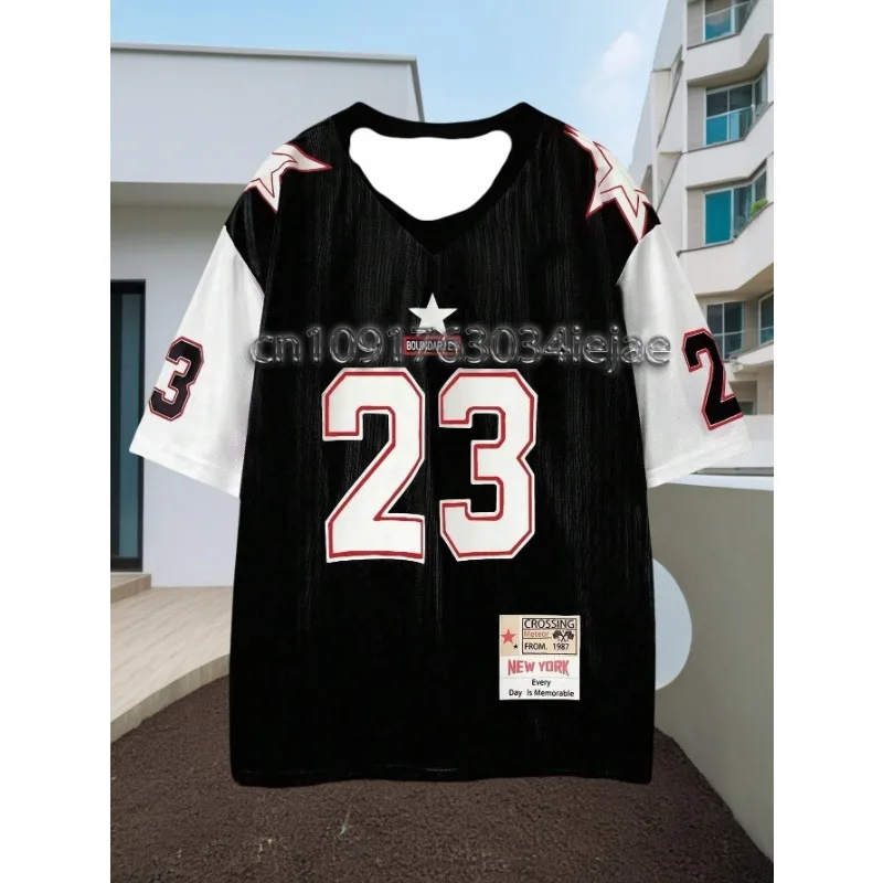 

MOTO-2025 Sports Color Block, Football Jersey Number 23, Basketball Jersey, Fashion T-shirt, Casual Men and Women