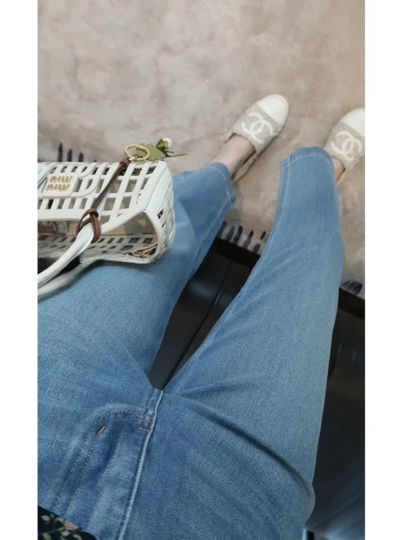 

Comfortable Straight Leg Jeans Women's Casual Nine-Piece Pants High Elasticity Slimming Versatile Summer Commute Cotton Denim