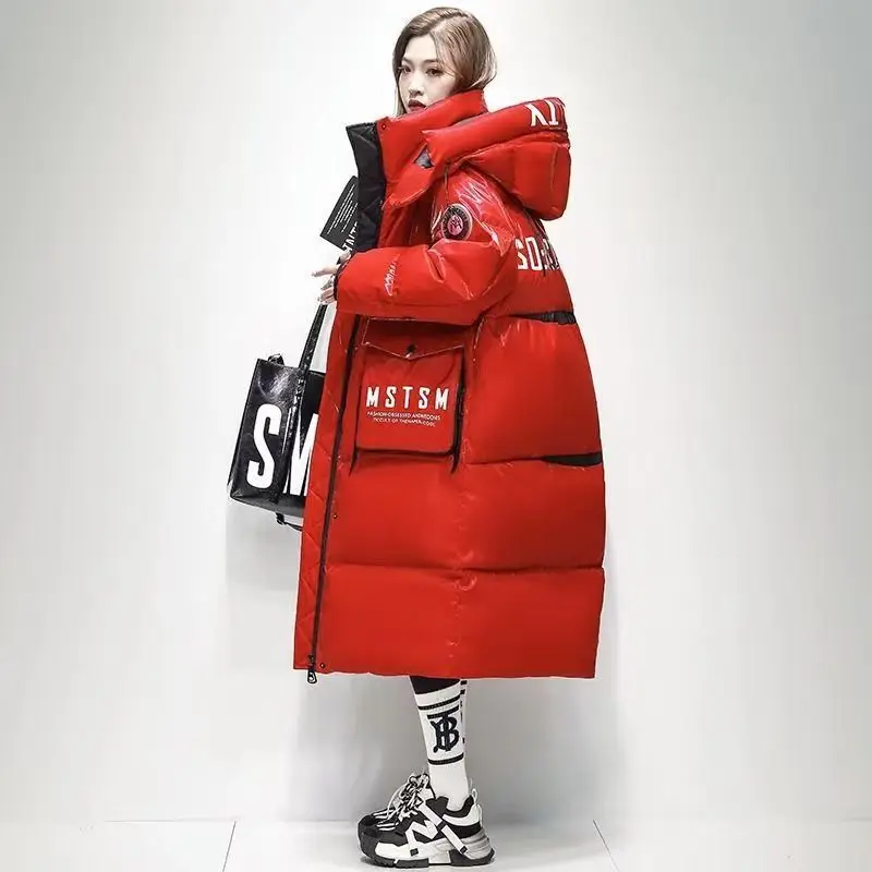Down Cotton Clothes, Trendy Brand Leave-in Knee-long 2026 Winter New Models, Thickened Atmosphere, Color Matching Bread Clothes
