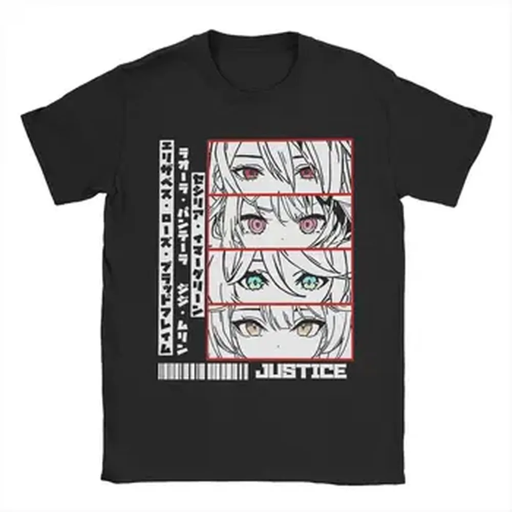 Holo Justice Panel Hololive T Shirts for Men 100% Cotton Vintage T-Shirts O Neck Tees Short Sleeve 2026 Clothing Plus Size