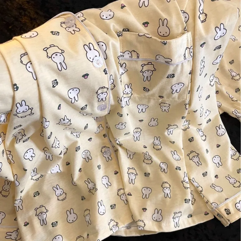 

Kawaii Miffy Pajamas Cartoon Creative Comfortable Loungewear Student Dopamine Soft Home Suit Set Anime Girls Gifts