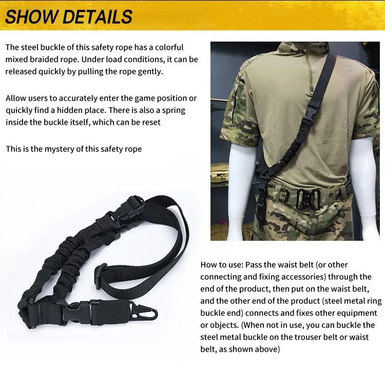 1 Stück Outdoor-Einpunkt-Taktikgurt, CS-Diagonalsicherheitsgurt, Tarnmuster-Gürtel für Männer und Frauen, Airsoft-Spielzeugzubehör – Detail 5