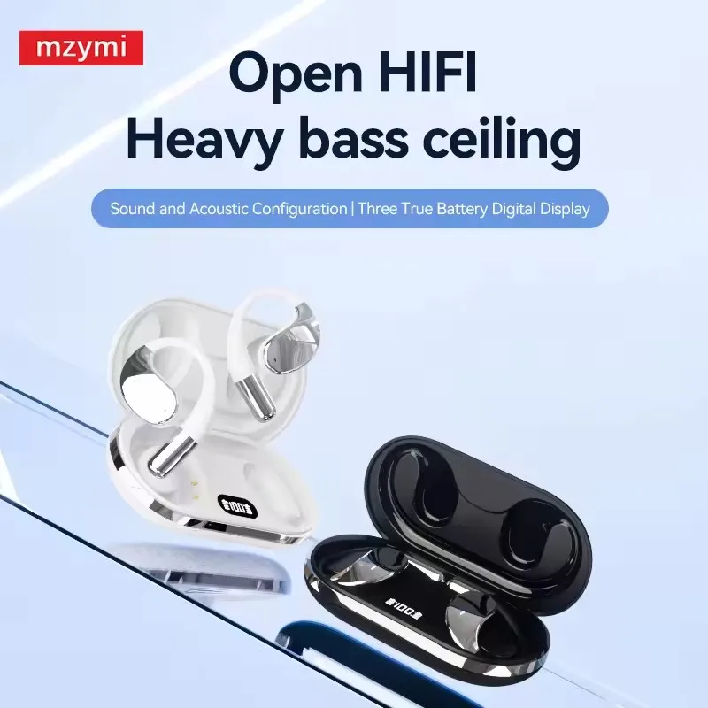 

mzymi Q39 Ear Hook Wireless Over Ear Earbuds Bluetooth5.4 Headphones ENC Noise Reduction HiFI Stereo Headset with Mic for Xiaomi
