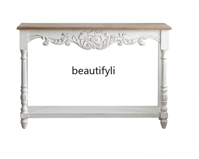 American Console Tables Solid Wood Retro Living Room Corridor Aisle Coffee Shop Flower Shop Decoration Home Console