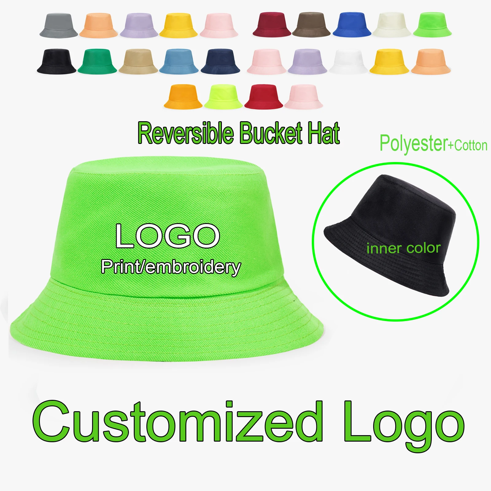 Individuelles Logo Frühling Sommer Outdoor Sonnenhut Damen Einfarbig Koreanischer Schlichter Wendbarer Fischerhut Lässiger Anglerhut für Herren