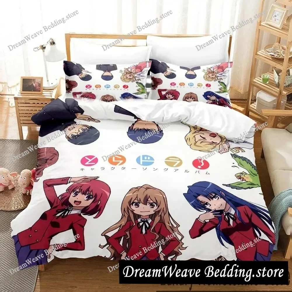 

Home Textile Cartoons TIGER×DRAGON Toradora Cover Duvet Cover Pillow Case Boy Girl Polyester Bedding Set King Queen Twin Size741